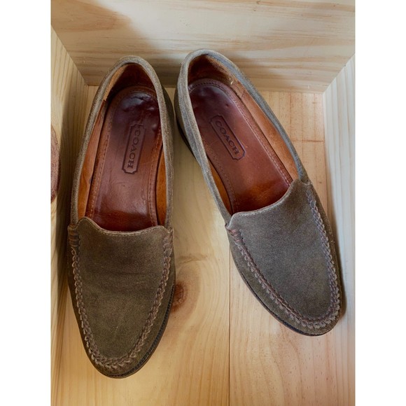 Coach Sage Green Suede Loafers Size 7 - Picture 2 of 9